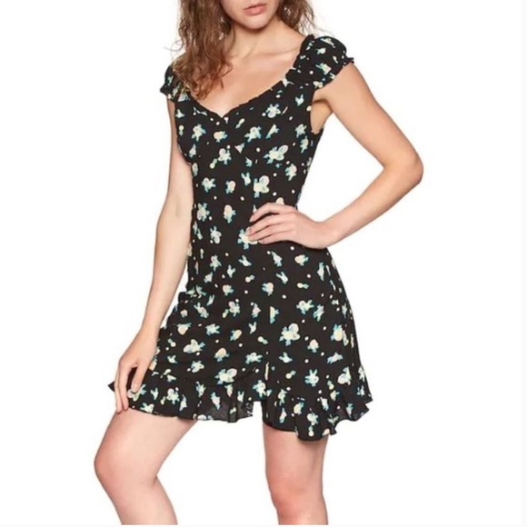 FREE PEOPLE Like A Lady Mini Dress Open Back Sundress Ruffle Sleeve Tie Back - Picture 13 of 13